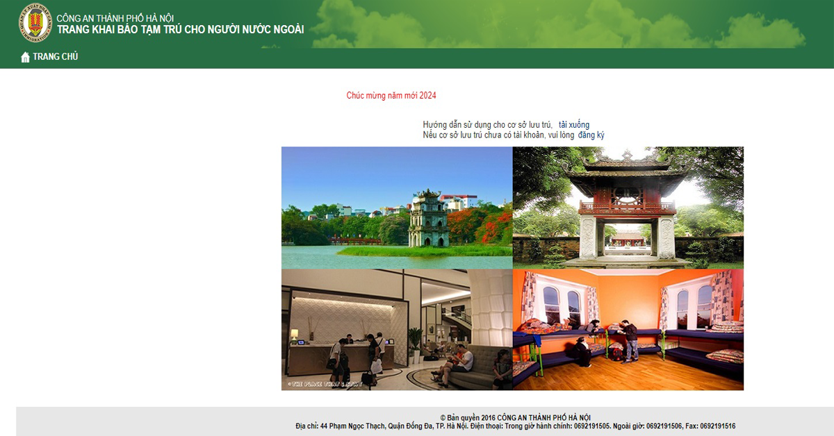 Trang khai báo tạm trú online Hà Nội